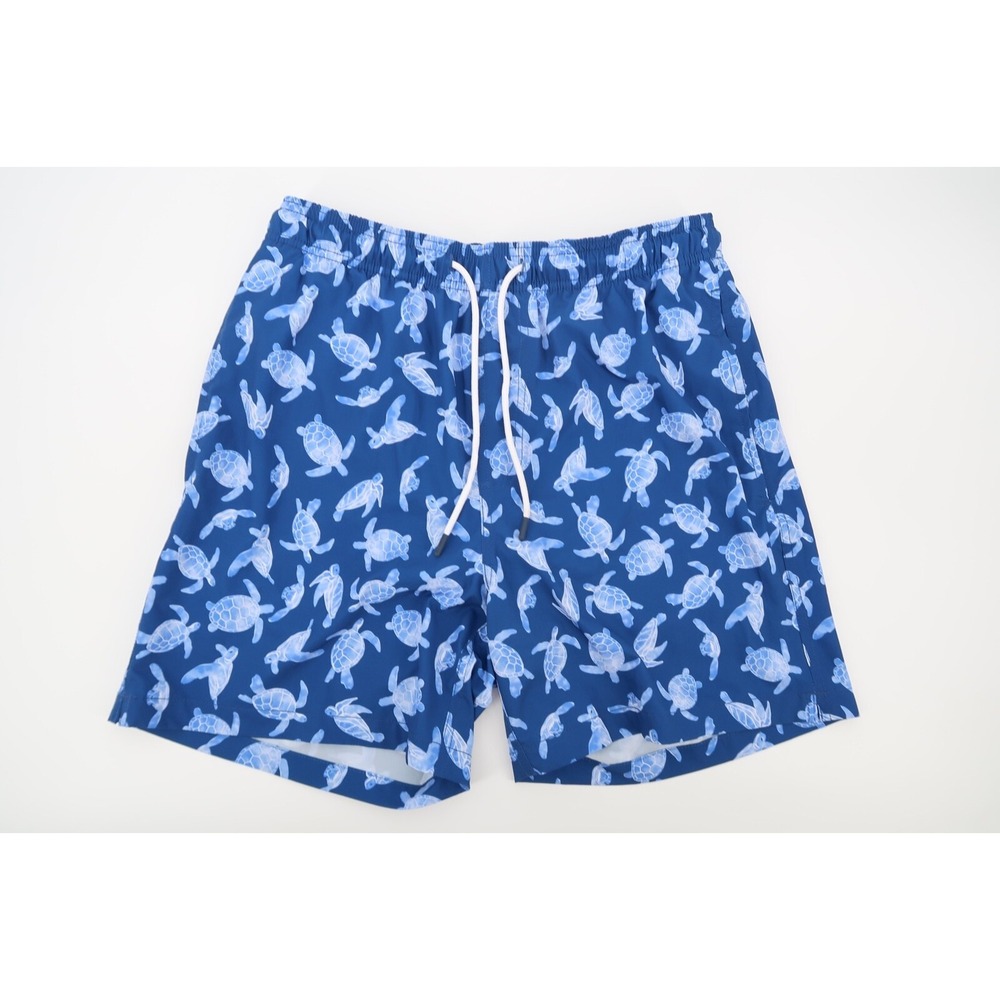 Southern Tide Mens Small Swim Trunks Blue‎ Sea Turtles All Over Print Lined